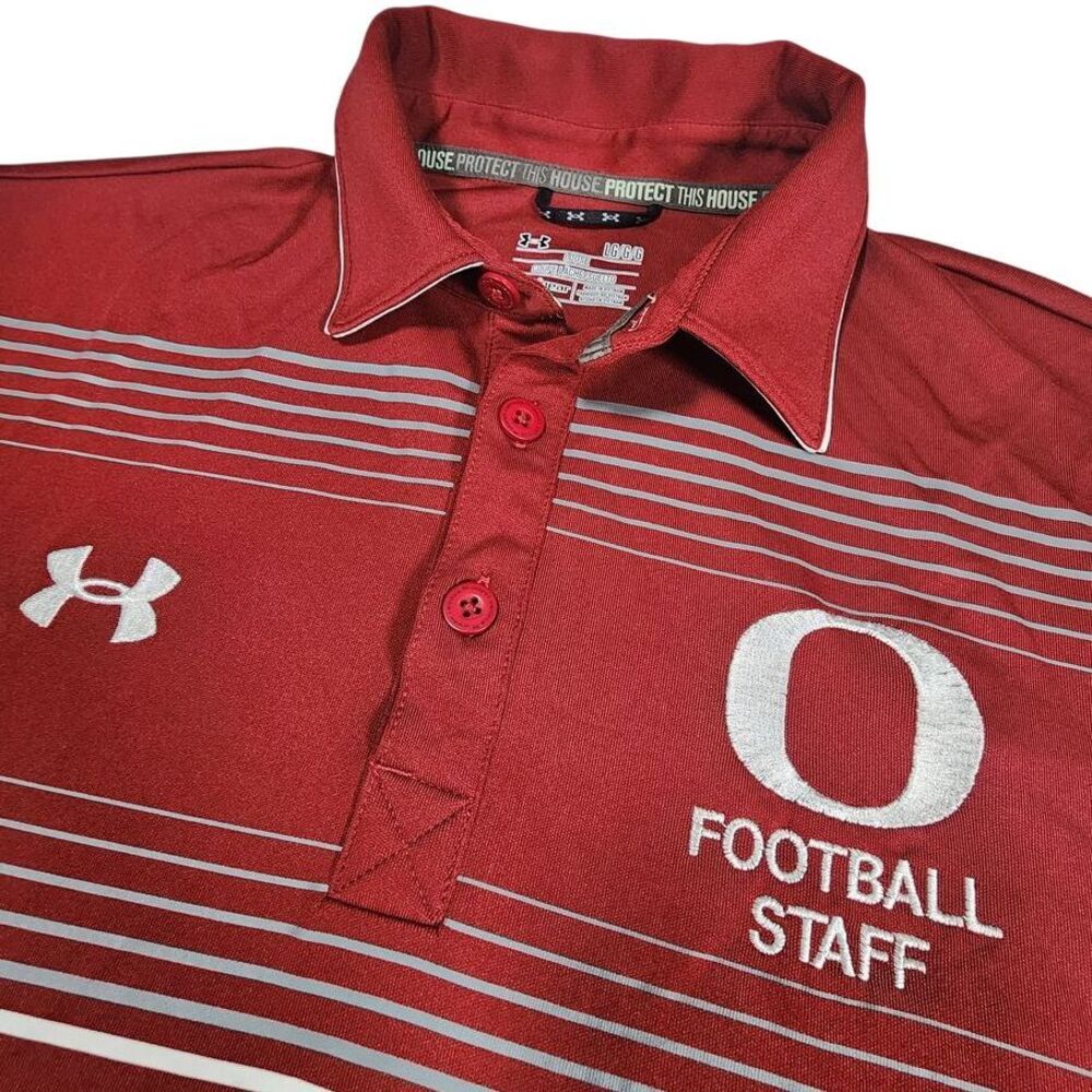 Under Armour Oregon Football‎ Staff Polo Shirt Embroidered Logo HeatGear Large